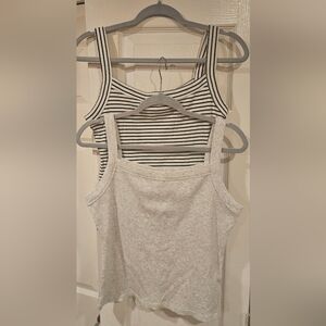 American Eagle Striped and Solid Tank Top Set